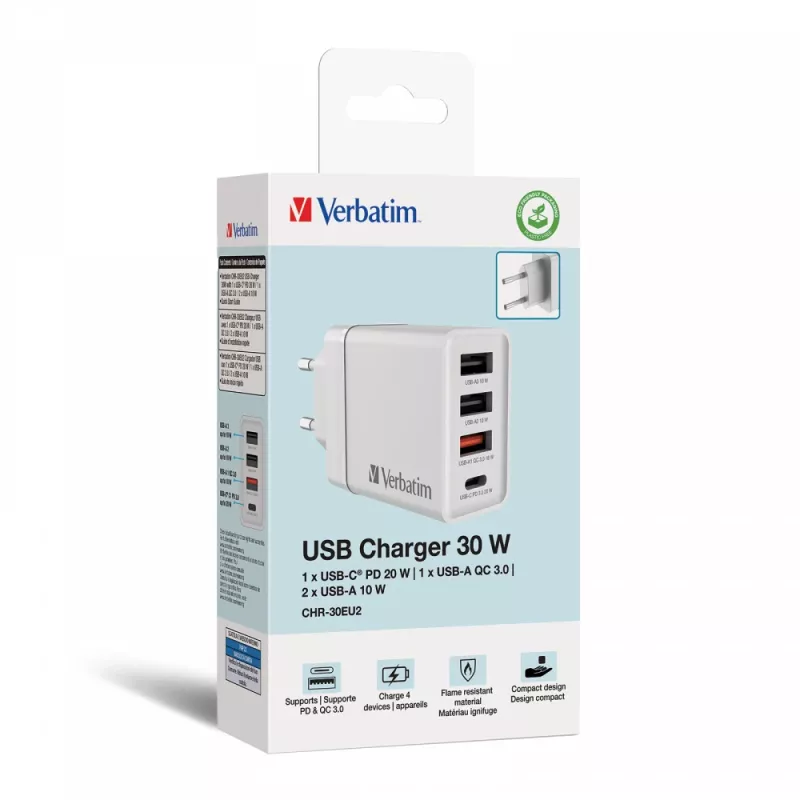 Verbatim 49700 universal blanco AC cargador de carga rápida para interior
