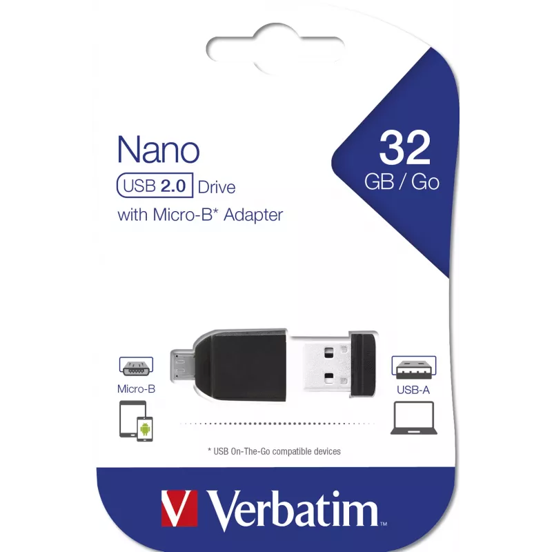 Verbatim Nano - unidad USB 2.0 con adaptador Micro USB 32 GB - negro