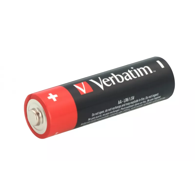 Verbatim pilas alcalinas AA, pila desechable, AA, alcalina, 1,5 V, 10 uds., negro, rojo