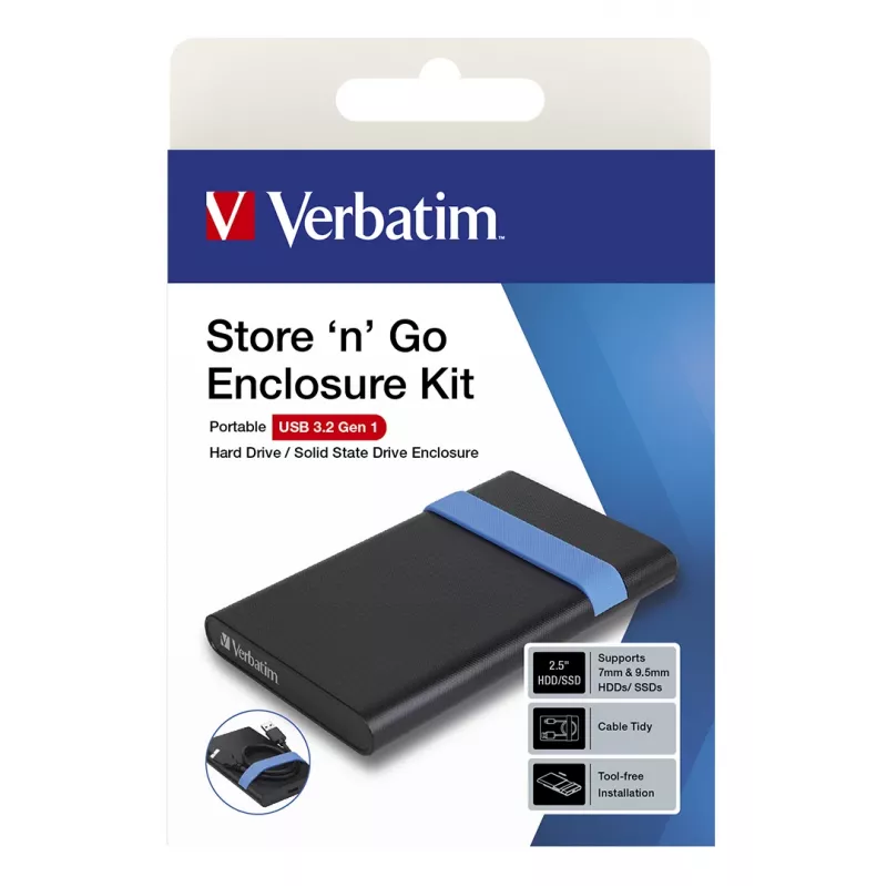 Verbatim Store'N'Go kit de carcasa HDD/SSD negra, azul 2,5