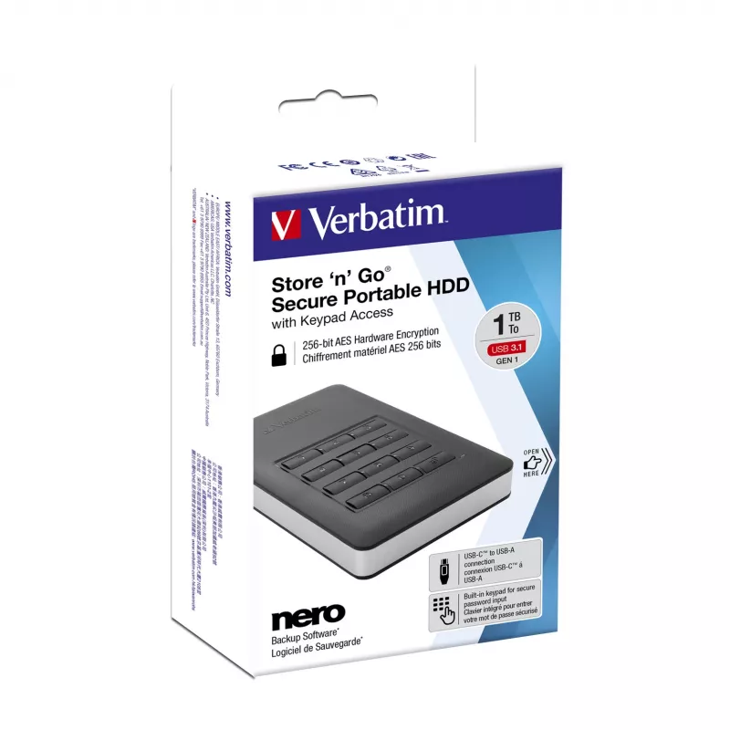 Verbatim Store 'n' Go Secure Disco duro portátil con acceso por teclado 2TB