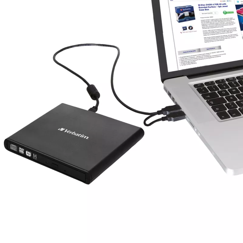Verbatim Slimline Unidad óptica CD/DVD DVD-RW Negra