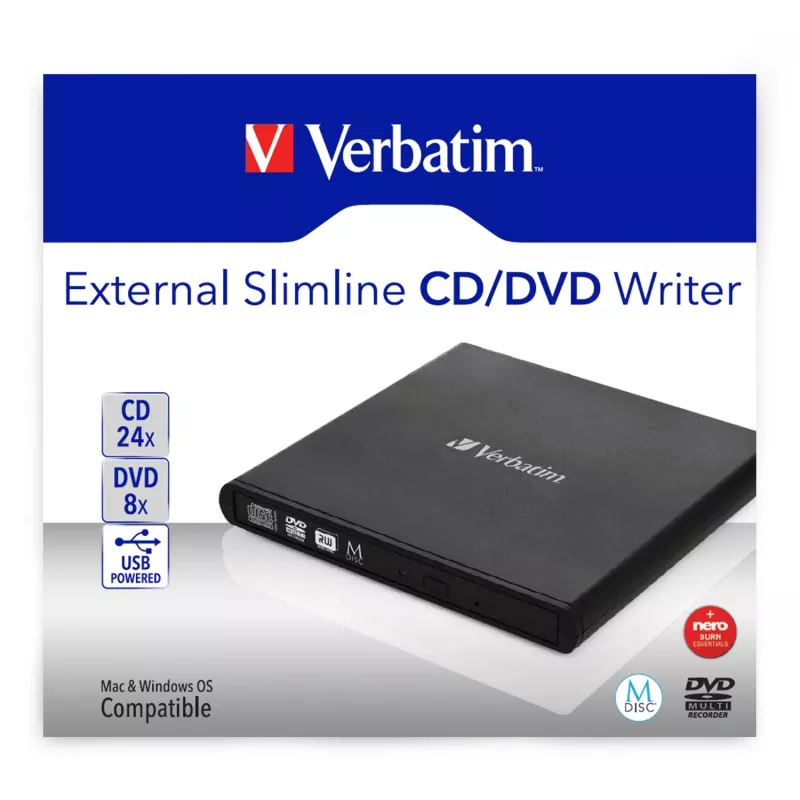 Verbatim Slimline Unidad óptica CD/DVD DVD-RW Negra