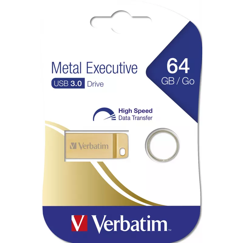Verbatim Metal Executive - Memoria USB 3.0 64 GB - Oro, 64 GB, USB Type-A, 3.2 Gen 1 (3.1 Gen 1), sin tapa, 3,6 g, Oro
