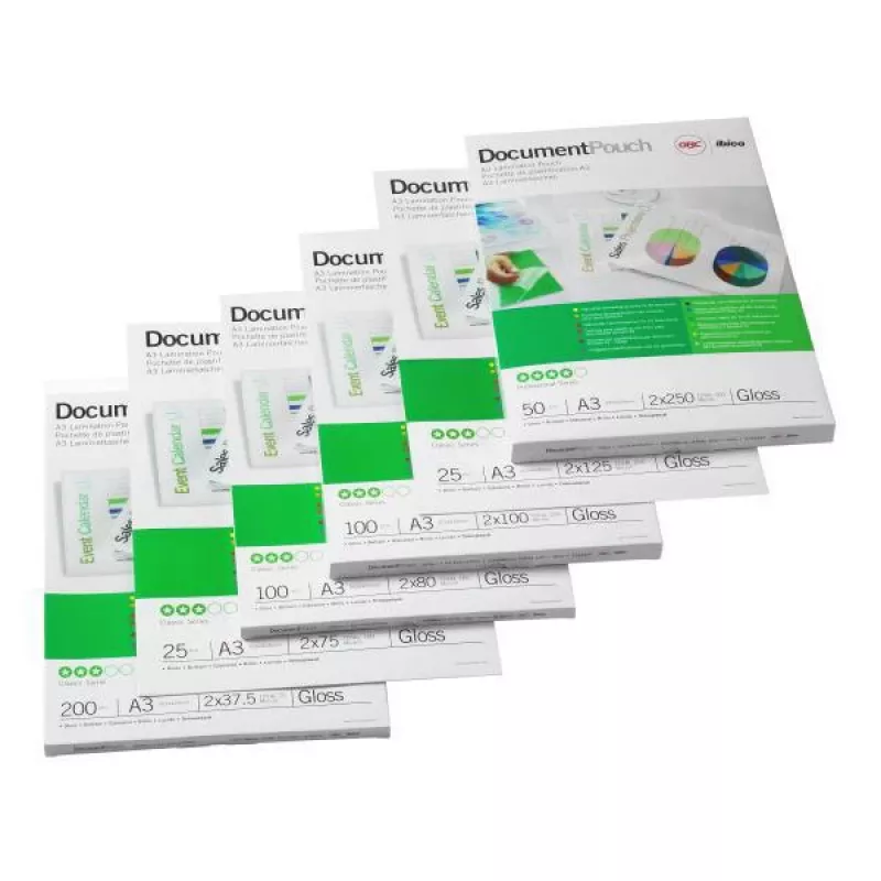 GBC Fundas de laminar A3 75 micras, brillante, transparente, A3, 303 mm, 0,15 mm, 426 mm