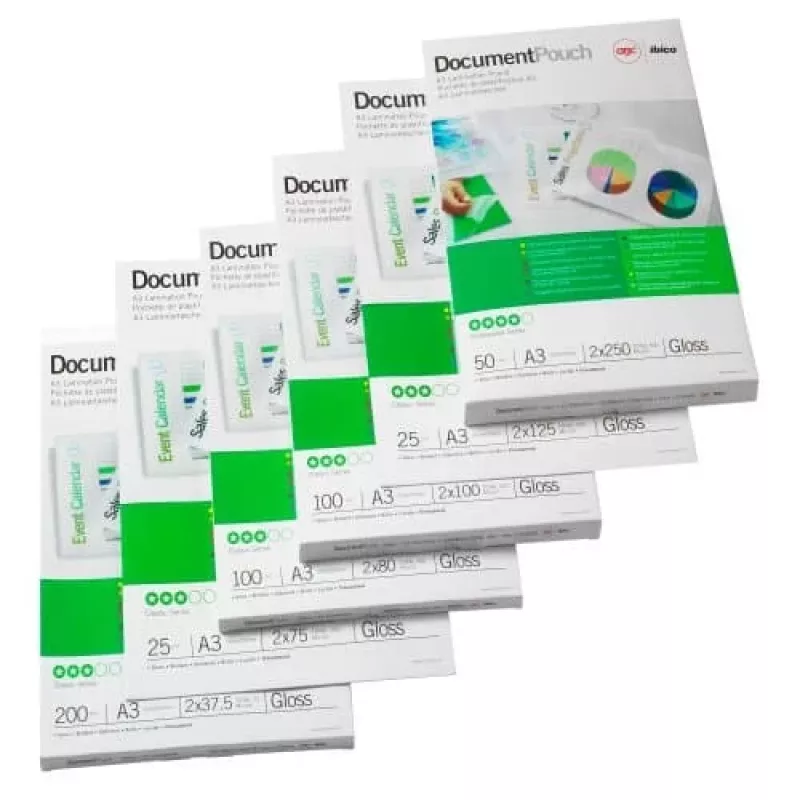 GBC Funda de laminar A3, autoadhesiva, 125 micras, brillante, transparente, A3, 0,25 mm, 303 mm, 426 mm