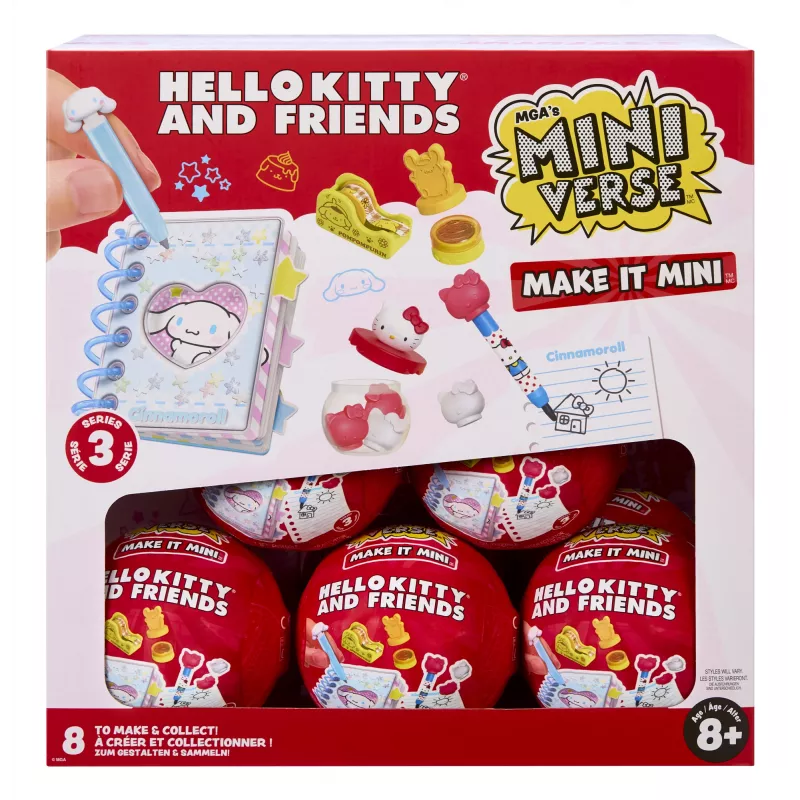 Miniverse Make It Mini Hello Kitty and Friends Serie 3, 8 años, Hello Kitty, multicolor, plástico, resina