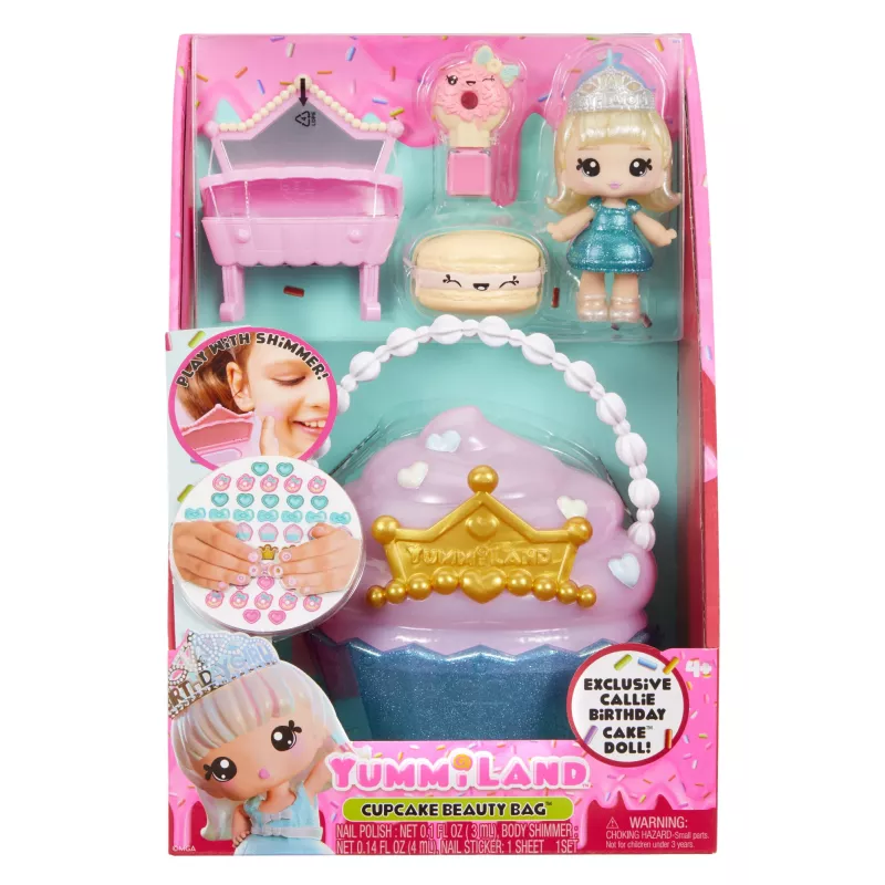MGA Entertainment Yummiland Beauty Bag Playset + muñeca Lip Gloss - Cupcake Beauty Bag