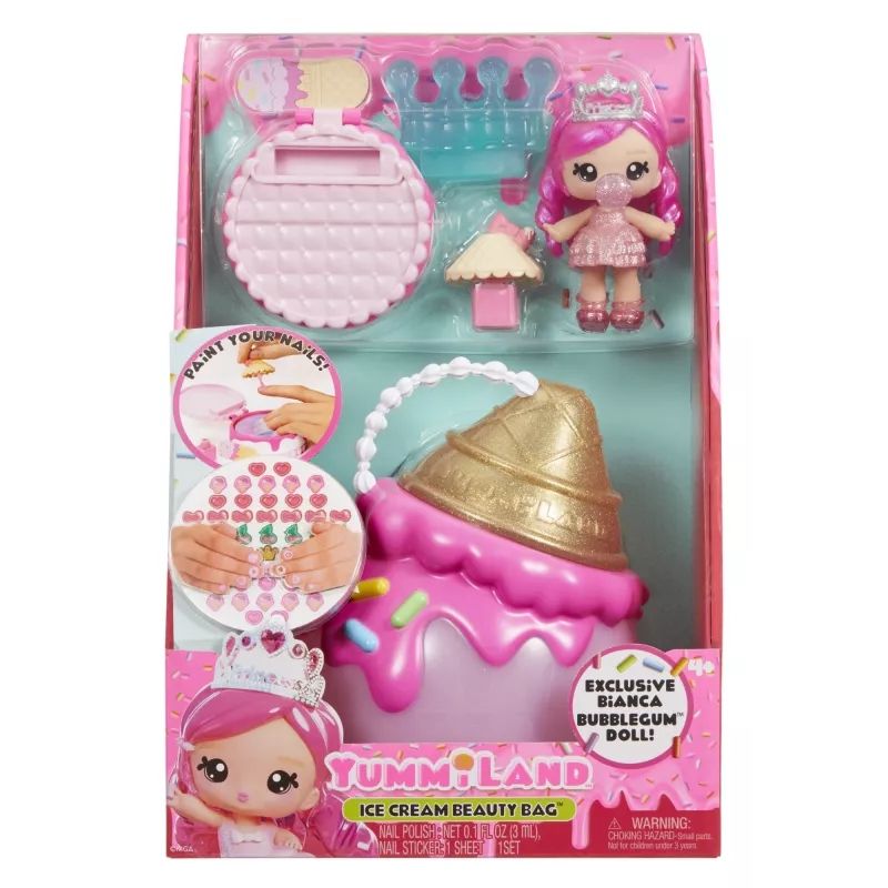 MGA Entertainment Yummiland Beauty Bag Playset + muñeca Lip Gloss - Ice Cream Beauty Bag