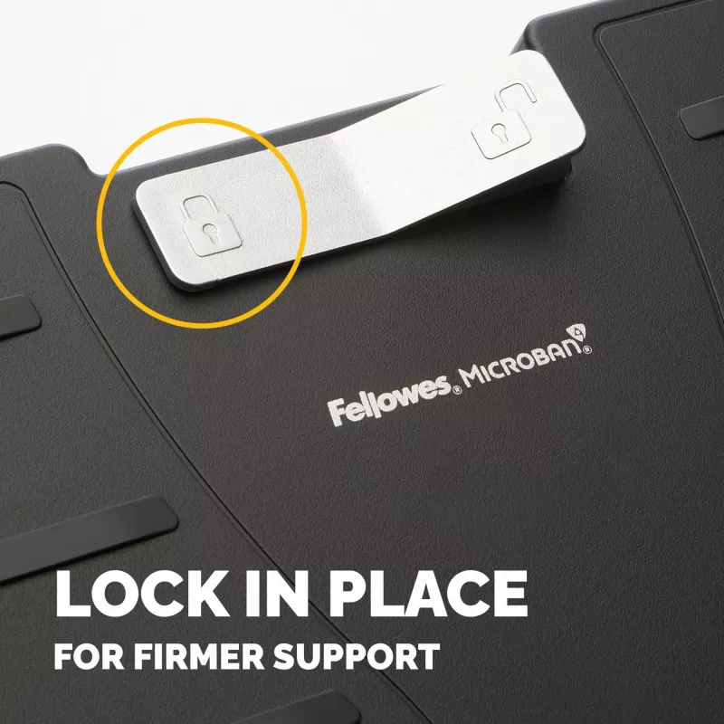 Reposapiés bajo el escritorio Fellowes – Reposapiés Office Suites bajo el escritorio, reposapiés ergonómico con 3 posiciones ajustables en altura y tecnología antibacteriana – Reposapiés para oficina y casa – Negro