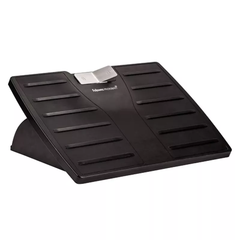 Reposapiés bajo el escritorio Fellowes – Reposapiés Office Suites bajo el escritorio, reposapiés ergonómico con 3 posiciones ajustables en altura y tecnología antibacteriana – Reposapiés para oficina y casa – Negro