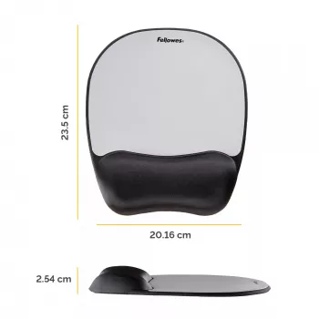 Fellowes Mouse Mat Wrist Support - Alfombrilla de ratón con reposamuñecas de espuma viscoelástica - Alfombrilla de ratón ergonómica para ordenador, portátil, teletrabajo - Compatible con ratones láser y ópticos - Plata