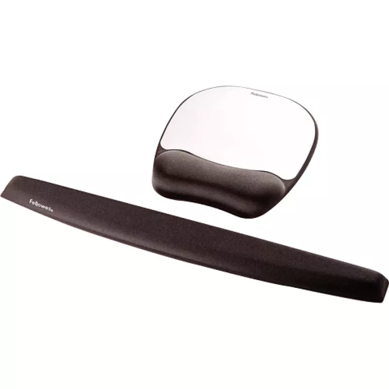 Fellowes Mouse Mat Wrist Support - Alfombrilla de ratón con reposamuñecas de espuma viscoelástica - Alfombrilla de ratón ergonómica para ordenador, portátil, teletrabajo - Compatible con ratones láser y ópticos - Plata