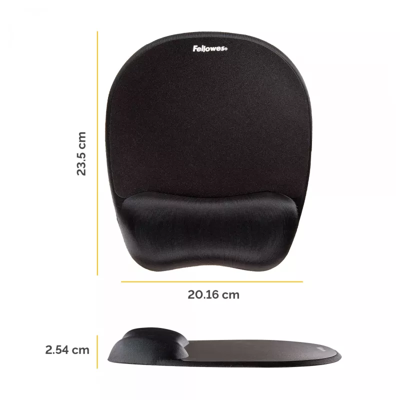 Fellowes alfombrilla de ratón reposamuñecas espuma viscoelástica ergonómica negra