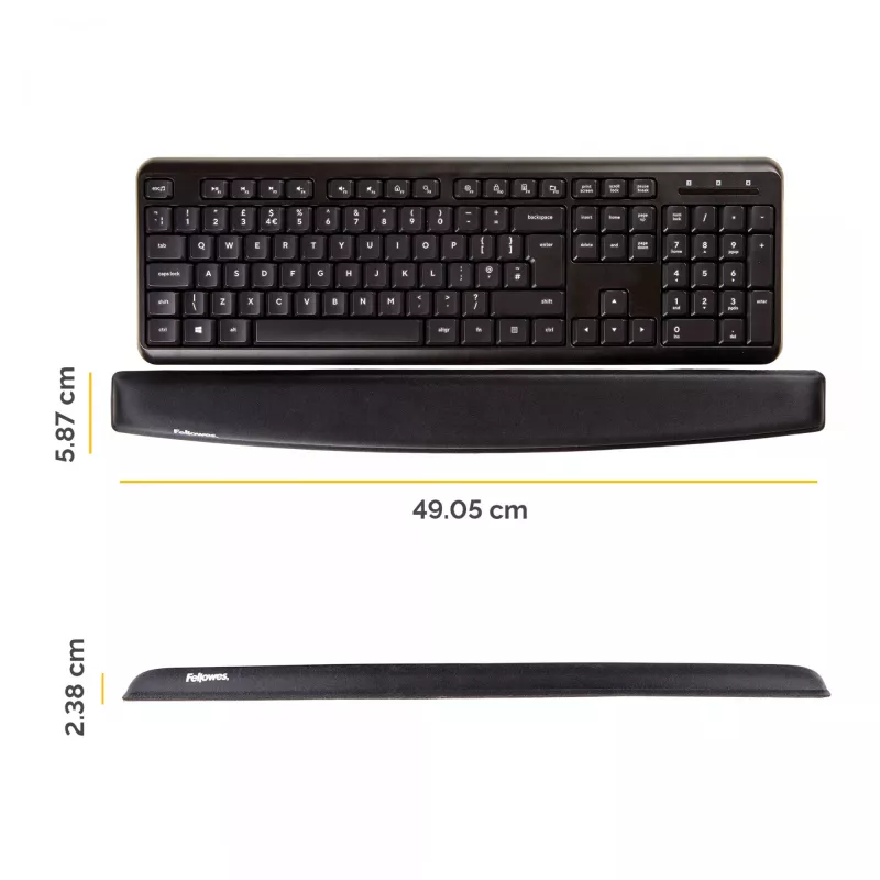 Reposamuñecas para teclado Fellowes – Reposamuñecas de espuma viscoelástica – Soporte ergonómico para muñeca para ordenador, portátil, teletrabajo – Negro