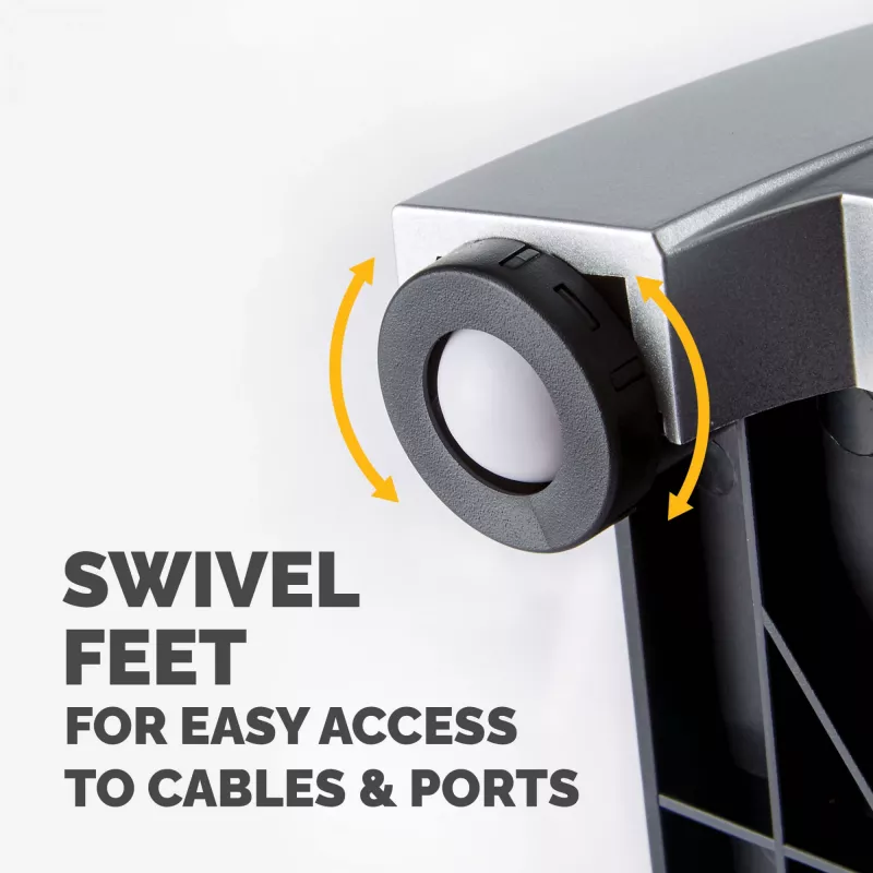 Soporte para portátil de escritorio Fellowes – Soporte para portátil ajustable Office Suites Plus para casa y oficina – Elevador de portátil con 5 ajustes de altura – Tamaño máx. de pantalla 17 inch, peso máx. 5 kg – Negro/plata