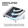 Soporte para portátil de escritorio Fellowes – Soporte para portátil ajustable Office Suites Plus para casa y oficina – Elevador de portátil con 5 ajustes de altura – Tamaño máx. de pantalla 17 inch, peso máx. 5 kg – Negro/plata