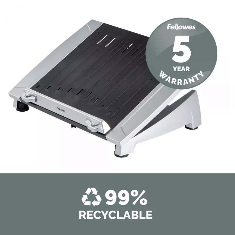 Soporte para portátil de escritorio Fellowes – Soporte para portátil ajustable Office Suites Plus para casa y oficina – Elevador de portátil con 5 ajustes de altura – Tamaño máx. de pantalla 17 inch, peso máx. 5 kg – Negro/plata