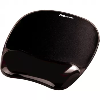 Alfombrilla de ratón Fellowes Crystals Gel con reposamuñecas de gel, negra, 202×230 mm, 340 g