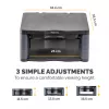 Soporte para monitor de ordenador Fellowes con 3 alturas ajustables – Premium Monitor Riser Plus con gestión de cables – Soporte para monitor ergonómico ajustable para ordenador – Peso máx. 36 kg / Tamaño máx. 21 inch – Grafito