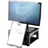 Soporte para monitor de ordenador Fellowes con 3 alturas ajustables – Premium Monitor Riser Plus con gestión de cables – Soporte para monitor ergonómico ajustable para ordenador – Peso máx. 36 kg / Tamaño máx. 21 inch – Grafito