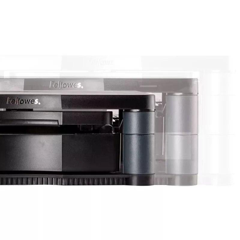 Soporte para monitor de ordenador Fellowes con 3 alturas ajustables – Premium Monitor Riser Plus con gestión de cables – Soporte para monitor ergonómico ajustable para ordenador – Peso máx. 36 kg / Tamaño máx. 21 inch – Grafito