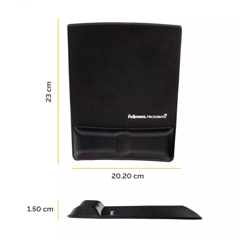 Reposamuñecas para alfombrilla de ratón Fellowes - Alfombrilla de ratón Health-V con protección antibacteriana - Alfombrilla de ratón ergonómica para ordenador, portátil, teletrabajo - Negro