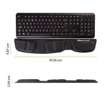 Fellowes reposamuñecas para teclado - Health-V reposamuñecas con protección antibacteriana - Reposamuñecas ergonómico para ordenador, portátil, teletrabajo - Negro