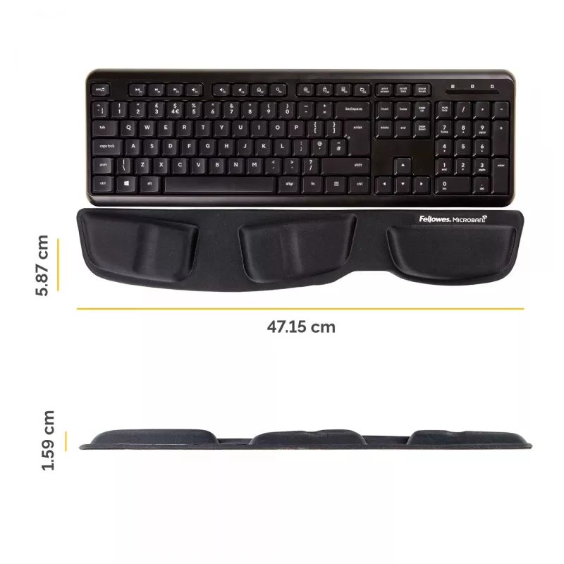 Fellowes reposamuñecas para teclado - Health-V reposamuñecas con protección antibacteriana - Reposamuñecas ergonómico para ordenador, portátil, teletrabajo - Negro