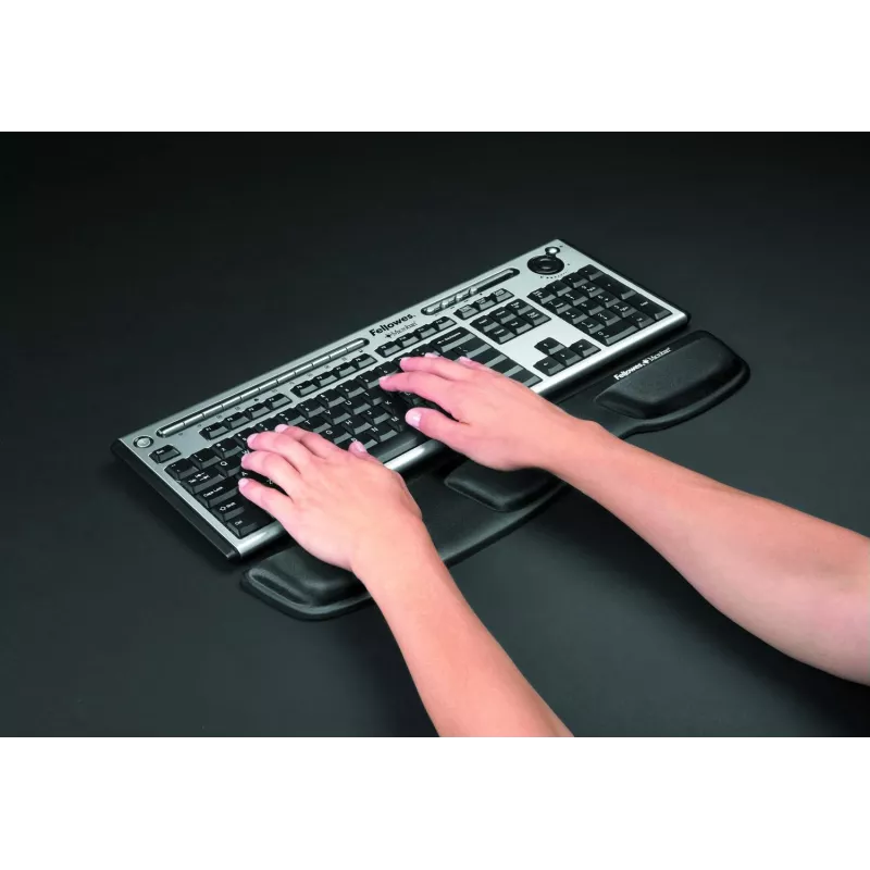 Fellowes reposamuñecas para teclado - Health-V reposamuñecas con protección antibacteriana - Reposamuñecas ergonómico para ordenador, portátil, teletrabajo - Negro