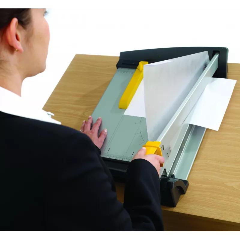 Cortadora de papel Fellowes Plasma A3/180 – Longitud de corte 46 cm, capacidad 40 hojas, grafito/plata/amarillo