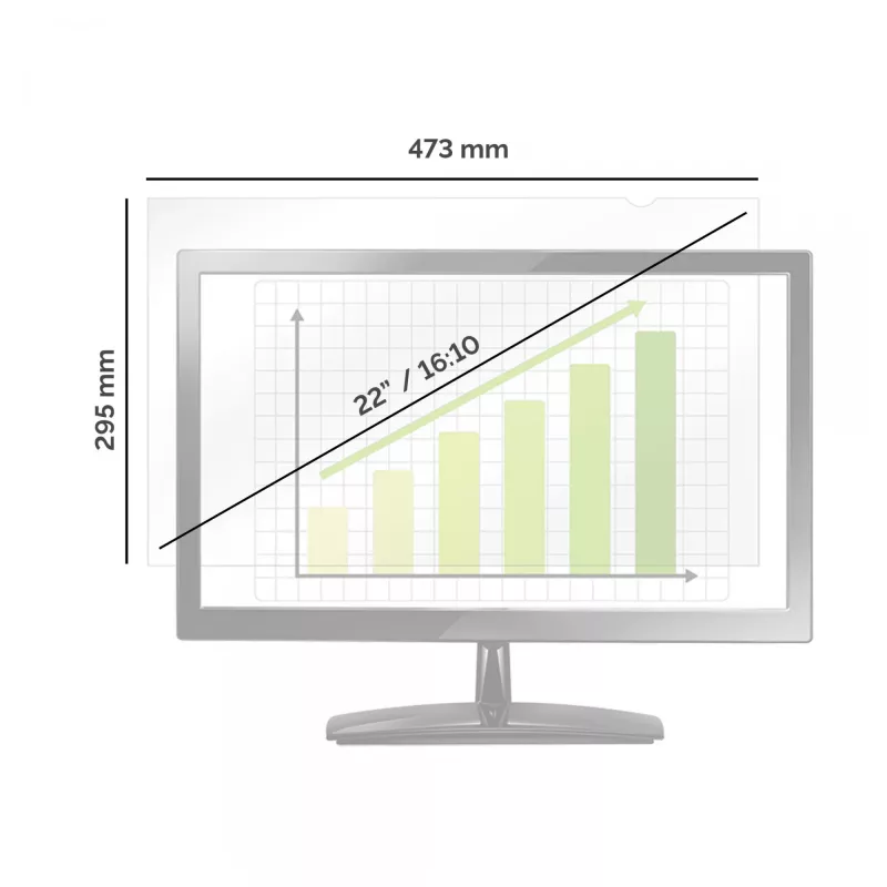 Fellowes filtro de privacidad PrivaScreen, 55,9 cm (22 inch), 16:10, monitor, filtro de privacidad sin marco, antirreflejo, privacidad, 110 g