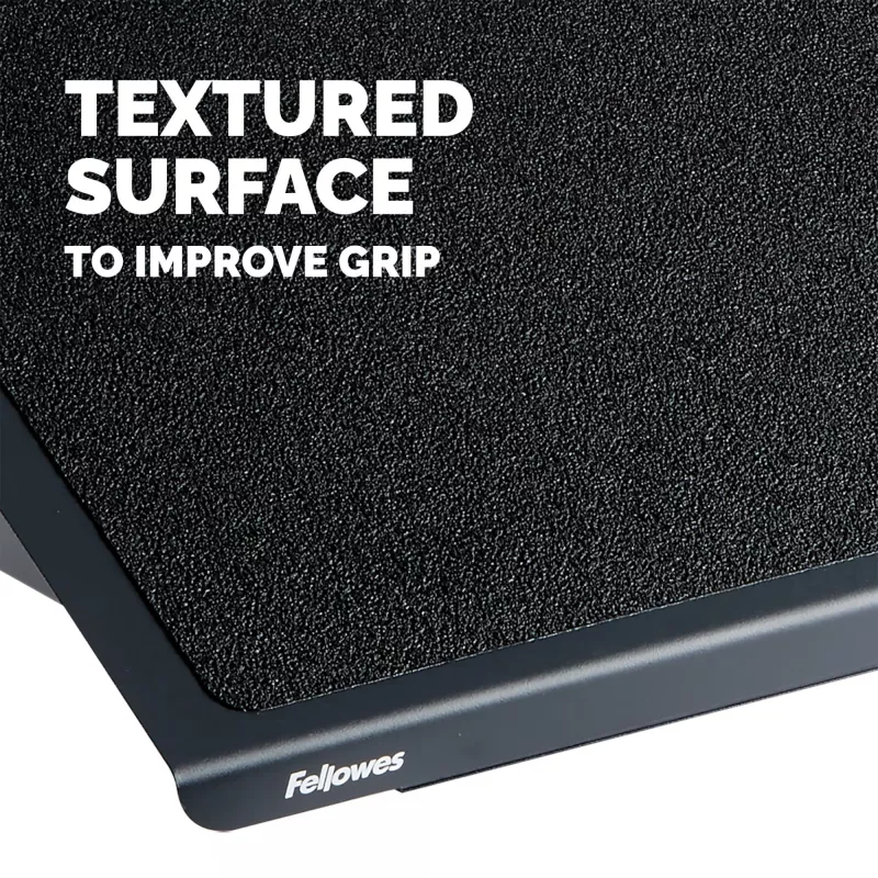 Fellowes reposapiés de escritorio – Professional Series reposapiés de escritorio, reposapiés ergonómico con 3 posiciones de altura ajustables y superficie antideslizante – Reposapiés para oficina y hogar – Negro