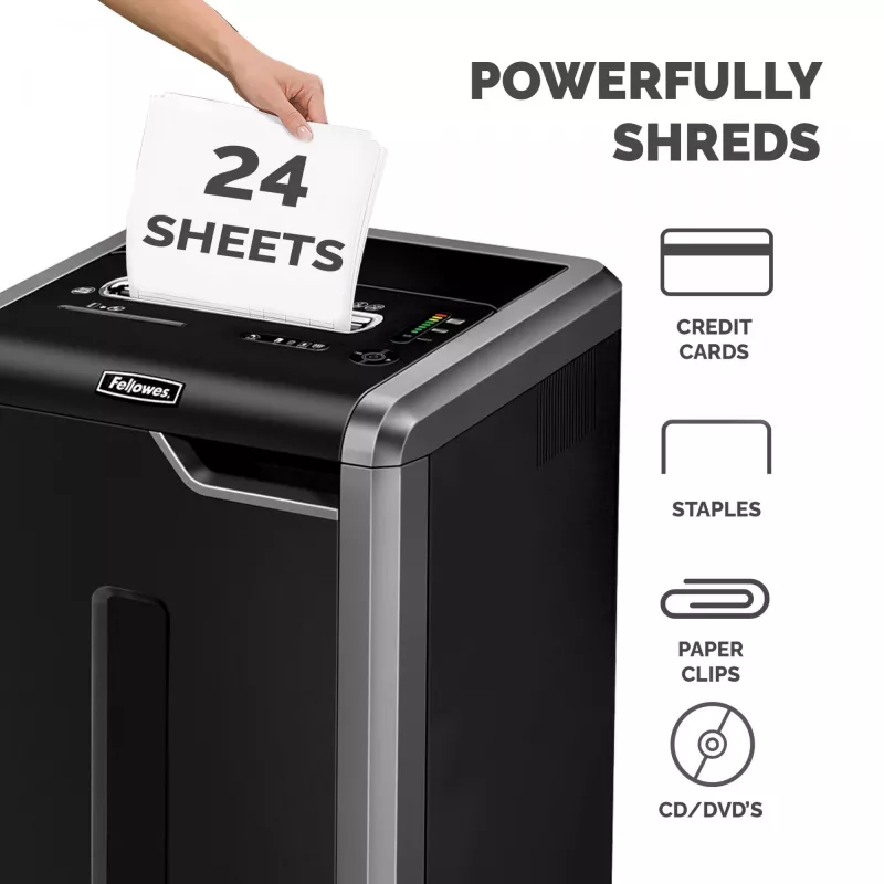 Fellowes destructora 325Ci 24 hojas destructora de corte en partículas con contenedor de 83 litros, alto nivel de seguridad P4