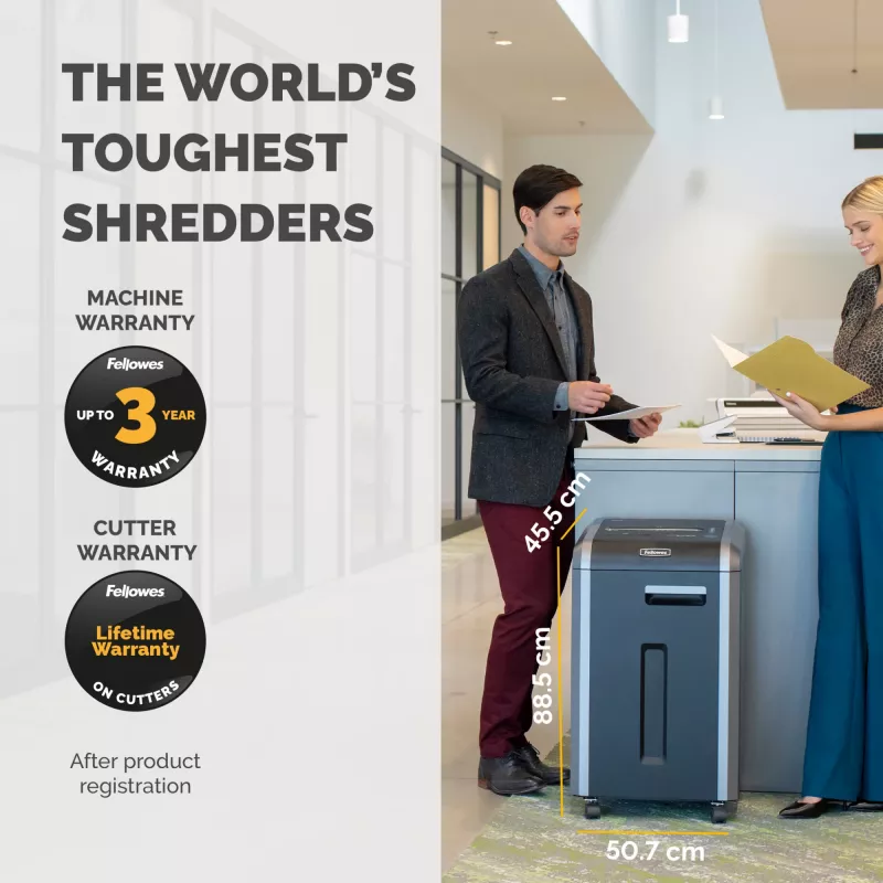 Fellowes destructora 325Ci 24 hojas destructora de corte en partículas con contenedor de 83 litros, alto nivel de seguridad P4