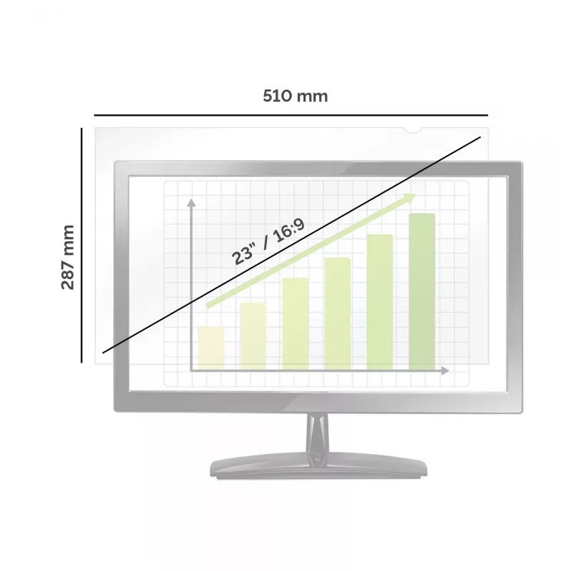 Fellowes filtro de privacidad PrivaScreen panorámico 23 inch, 58,4 cm (23 inch), 16:9, monitor, filtro de privacidad sin marco, antirreflejo, privacidad, 140 g