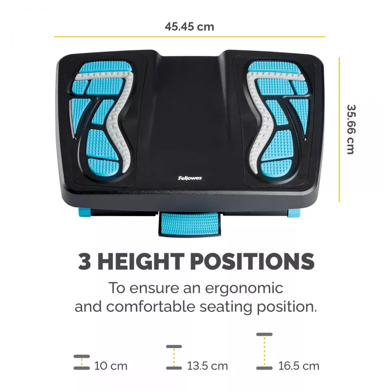 Fellowes reposapiés bajo el escritorio – Energizer reposapiés ergonómico con 3 posiciones de altura ajustables y superficie con relieve de masaje – Reposapiés para oficina y hogar – Antracita