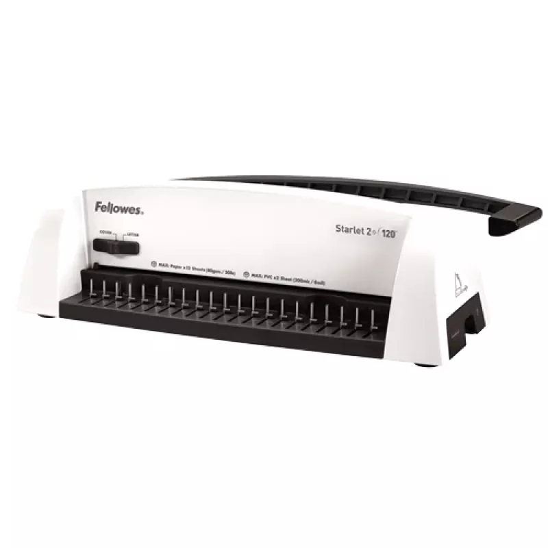 Fellowes Starlet 2+ encuadernadora de canutillo de plástico, blanco, capacidad de perforación 12 hojas