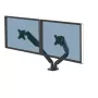 Fellowes Platinum Series brazo doble para monitor – Soporte para dos pantallas de 40 inch de 8 kg – Soporte de mesa ajustable para doble monitor – Inclinación 45°, giro 180°, rotación 360°, VESA 75 x 75/100 x 100 – Negro