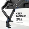 Fellowes Platinum Series brazo doble para monitor – Soporte para dos pantallas de 40 inch de 8 kg – Soporte de mesa ajustable para doble monitor – Inclinación 45°, giro 180°, rotación 360°, VESA 75 x 75/100 x 100 – Negro