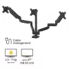 Fellowes Platinum Series brazo triple para monitor – Soporte para tres pantallas de 27 inch de 7 kg – Soporte de mesa ajustable para triple monitor – Inclinación 45°, giro 180°, rotación 360°, VESA 75 x 75/100 x 100 – Negro