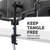 Fellowes Platinum Series brazo triple para monitor – Soporte para tres pantallas de 27 inch de 7 kg – Soporte de mesa ajustable para triple monitor – Inclinación 45°, giro 180°, rotación 360°, VESA 75 x 75/100 x 100 – Negro