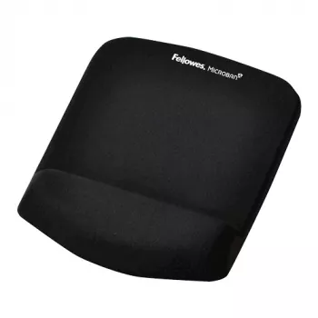 Fellowes alfombrilla de ratón con reposamuñecas – PlushTouch alfombrilla de ratón con base de goma antideslizante y protección antibacteriana – Alfombrilla de ratón ergonómica para ordenador, portátil, teletrabajo – Negro