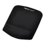 Fellowes alfombrilla de ratón con reposamuñecas – PlushTouch alfombrilla de ratón con base de goma antideslizante y protección antibacteriana – Alfombrilla de ratón ergonómica para ordenador, portátil, teletrabajo – Negro