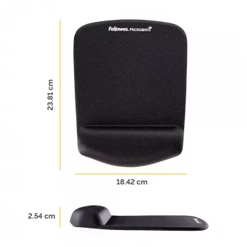 Fellowes alfombrilla de ratón con reposamuñecas – PlushTouch alfombrilla de ratón con base de goma antideslizante y protección antibacteriana – Alfombrilla de ratón ergonómica para ordenador, portátil, teletrabajo – Negro