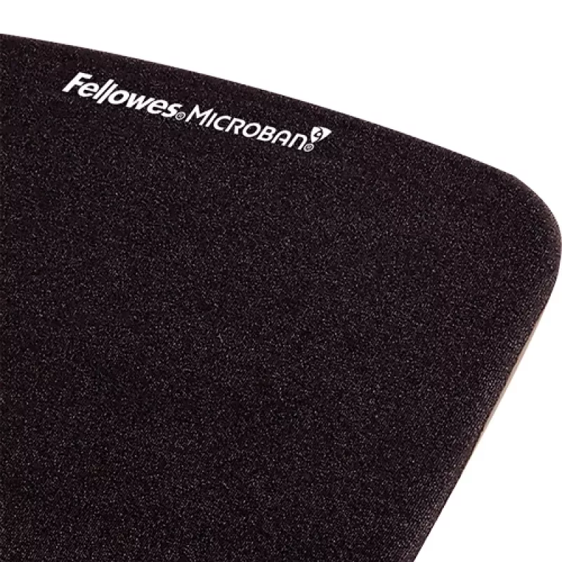 Fellowes alfombrilla de ratón con reposamuñecas – PlushTouch alfombrilla de ratón con base de goma antideslizante y protección antibacteriana – Alfombrilla de ratón ergonómica para ordenador, portátil, teletrabajo – Negro