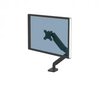 Fellowes Platinum Series brazo para monitor – Soporte para pantallas de 40 inch de 8 kg – Soporte de mesa ajustable para monitor – Inclinación 45° giro 180° rotación 360° rotación 360°, VESA 75 x 75/100 x 100 – Negro