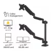 Fellowes Platinum Series brazo doble apilable para monitor – Soporte para dos pantallas de 27 inch de 8 kg – Soporte de mesa ajustable para doble monitor – Inclinación 45° giro 180° rotación 360° rotación 360°, VESA 75 x 75/100 x 100 – Negro