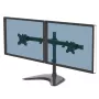 Fellowes Seasa brazo doble para monitor - Soporte de monitor de pie para pantallas de 27 inch de 8 kg – Brazo de monitor ergonómico ajustable – Inclinación ±45°, giro 120°, rotación 360° – VESA 75 x 75/100 x 100 – Negro