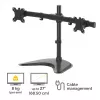 Fellowes Seasa brazo doble para monitor - Soporte de monitor de pie para pantallas de 27 inch de 8 kg – Brazo de monitor ergonómico ajustable – Inclinación ±45°, giro 120°, rotación 360° – VESA 75 x 75/100 x 100 – Negro